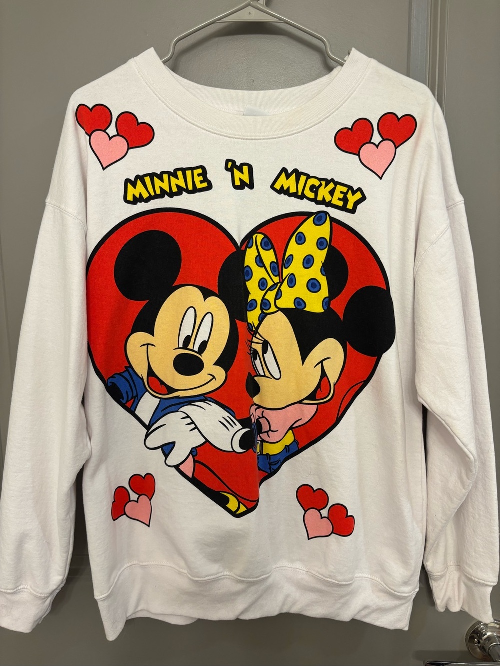 Minnie 'N Mickey White Graphic Sweatshirt